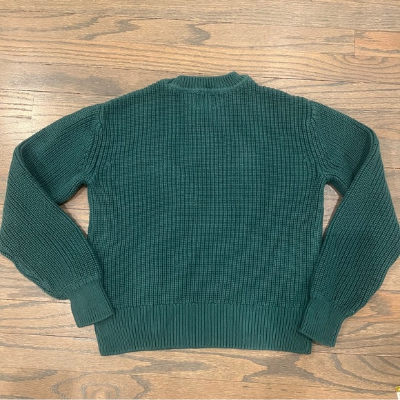 Gap Knit Sweater 100% Cotton Green Crewneck Boyfriend Chunky XS - Picture 2 of 7